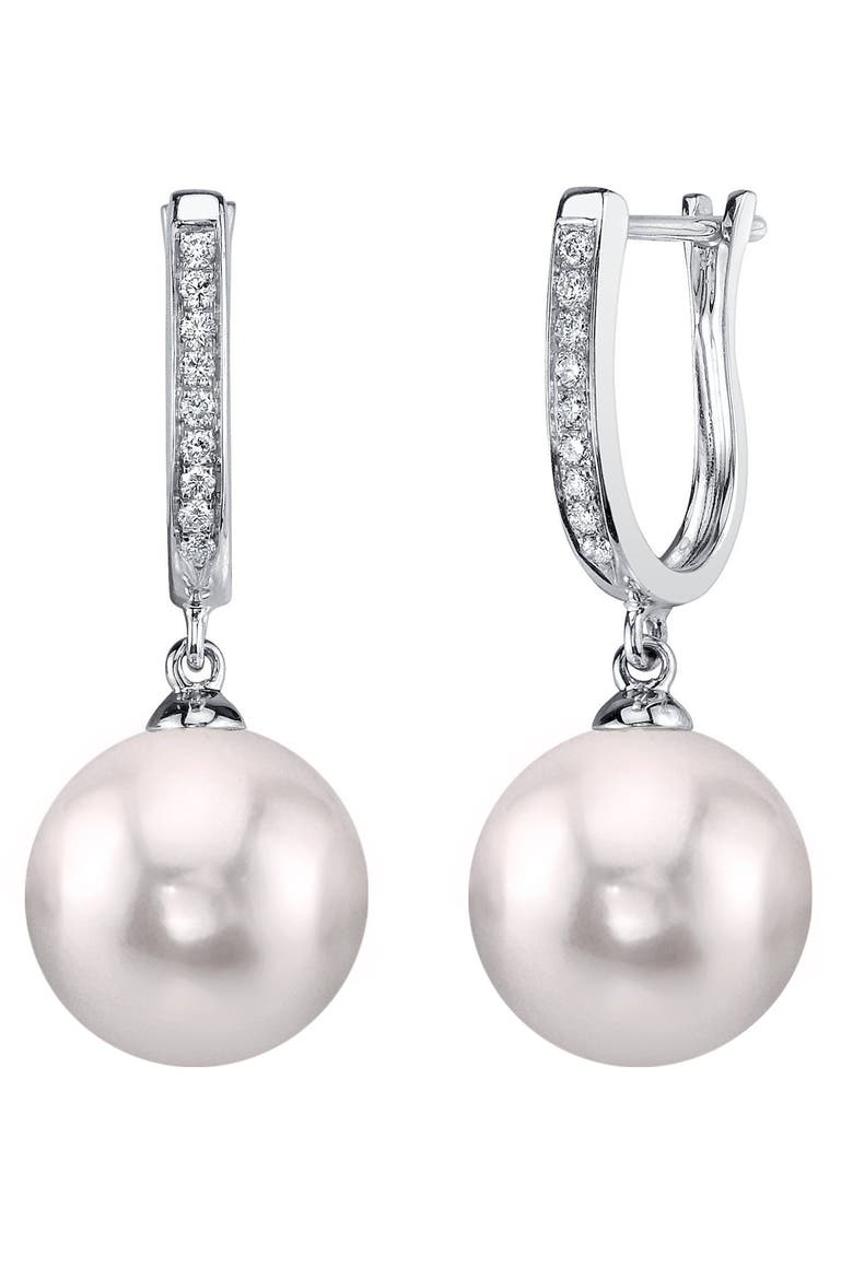 Akoya Pearl & Diamond Kim Earrings, Main, color, White Gold