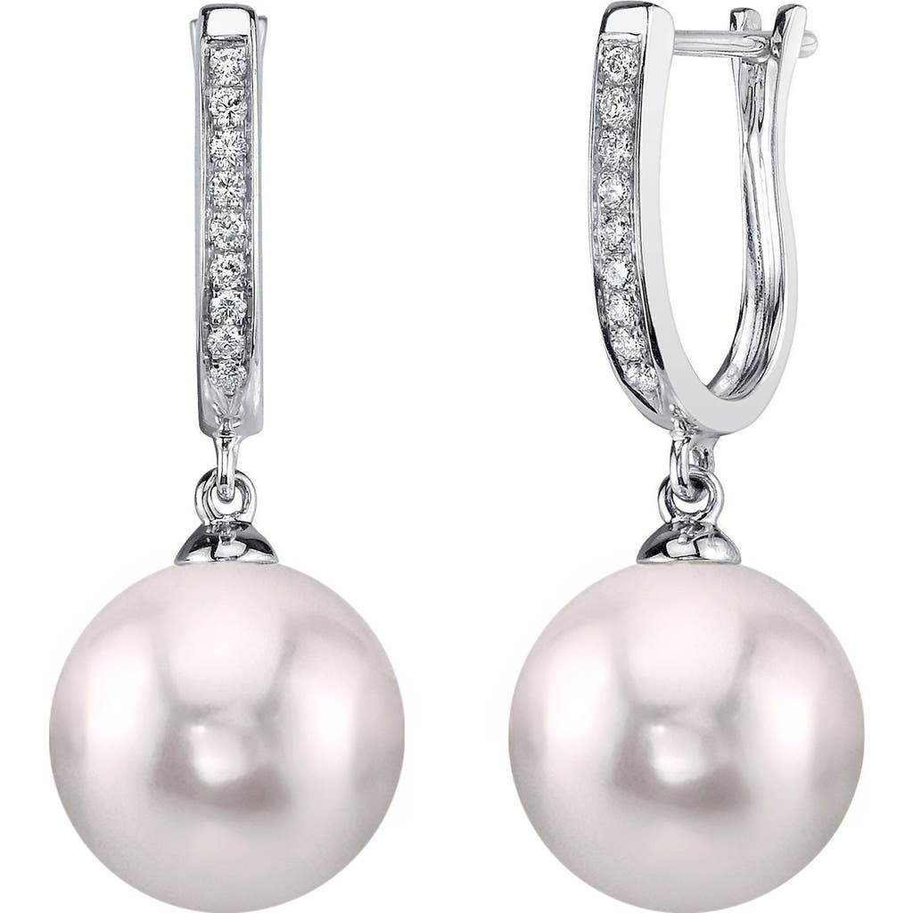 The Pearl Source Akoya Pearl & Diamond Kim Earrings In Gold