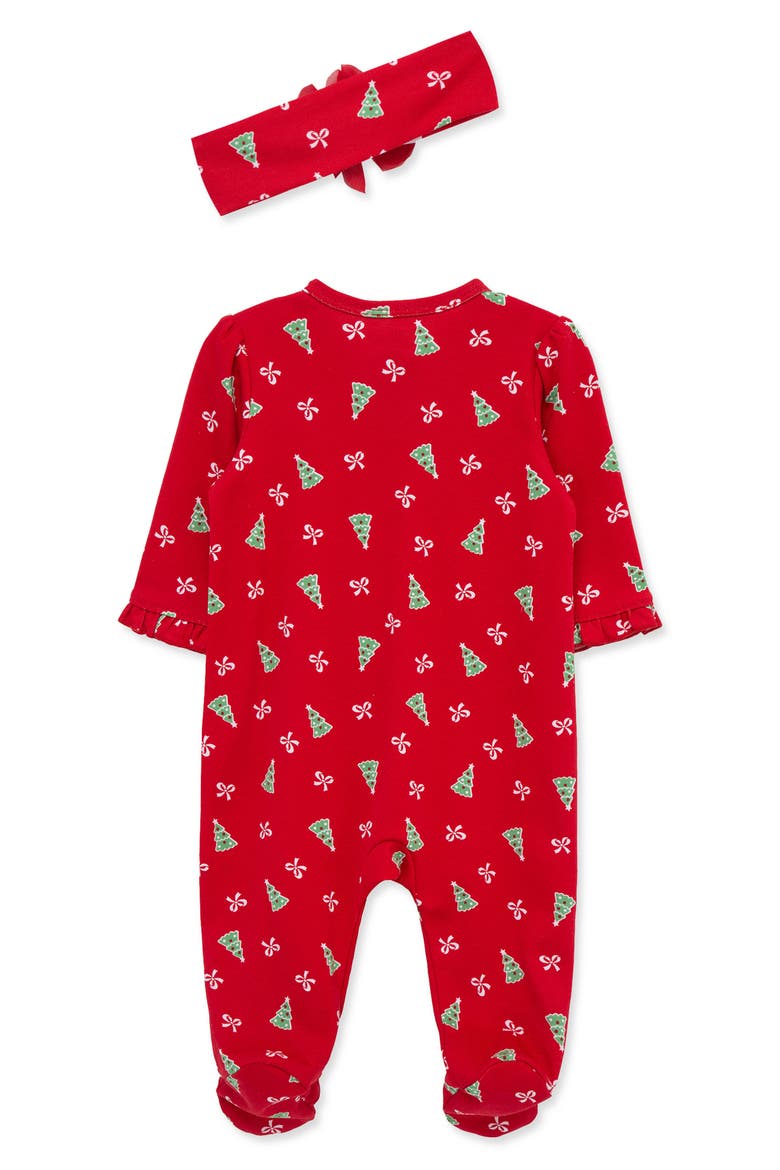 Pretty Trees Footie & Headband Set, Alternate, color, RED