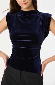 ASTR the Label Strong Shoulder Velvet Top