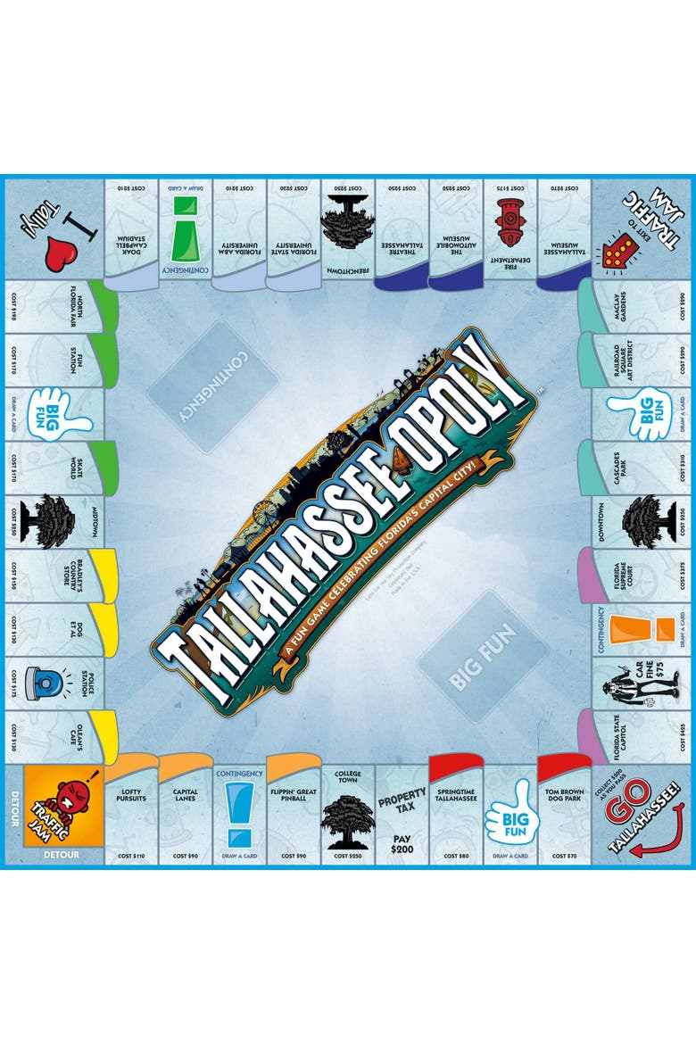 Tallahassee Opoly Board Game, Alternate, color, Multicolored