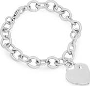 STEELTIME Heart Charm Rolo Chain Bracelet