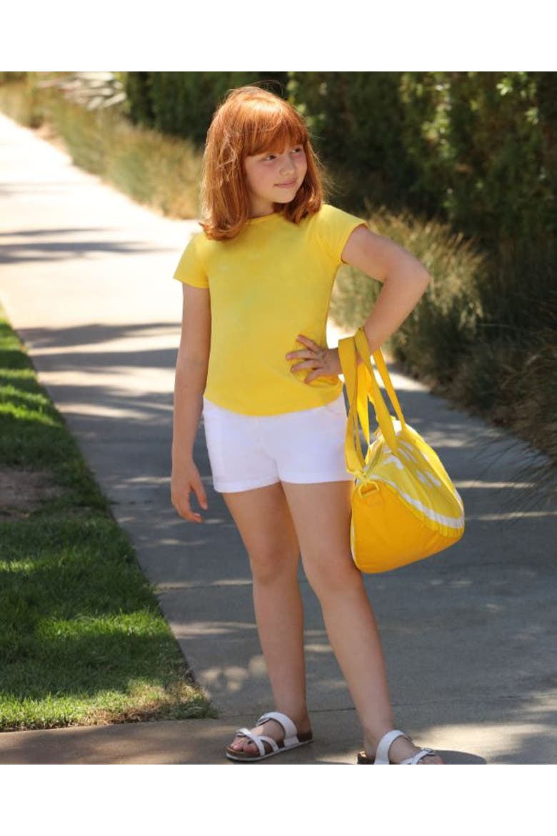 Girls Soft 100% Cotton UPF 50+ Jersey Pocket Shorts, Alternate, color, Yellow