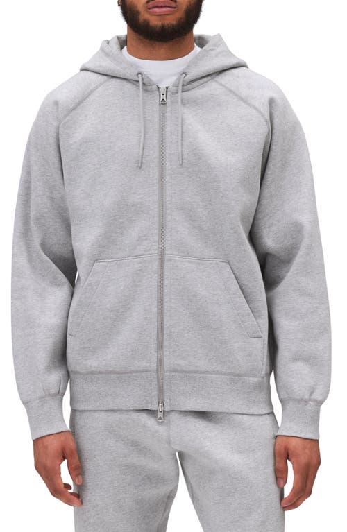 Reigning Champ Midweight Fleece Zip Hoodie In Heather Grey