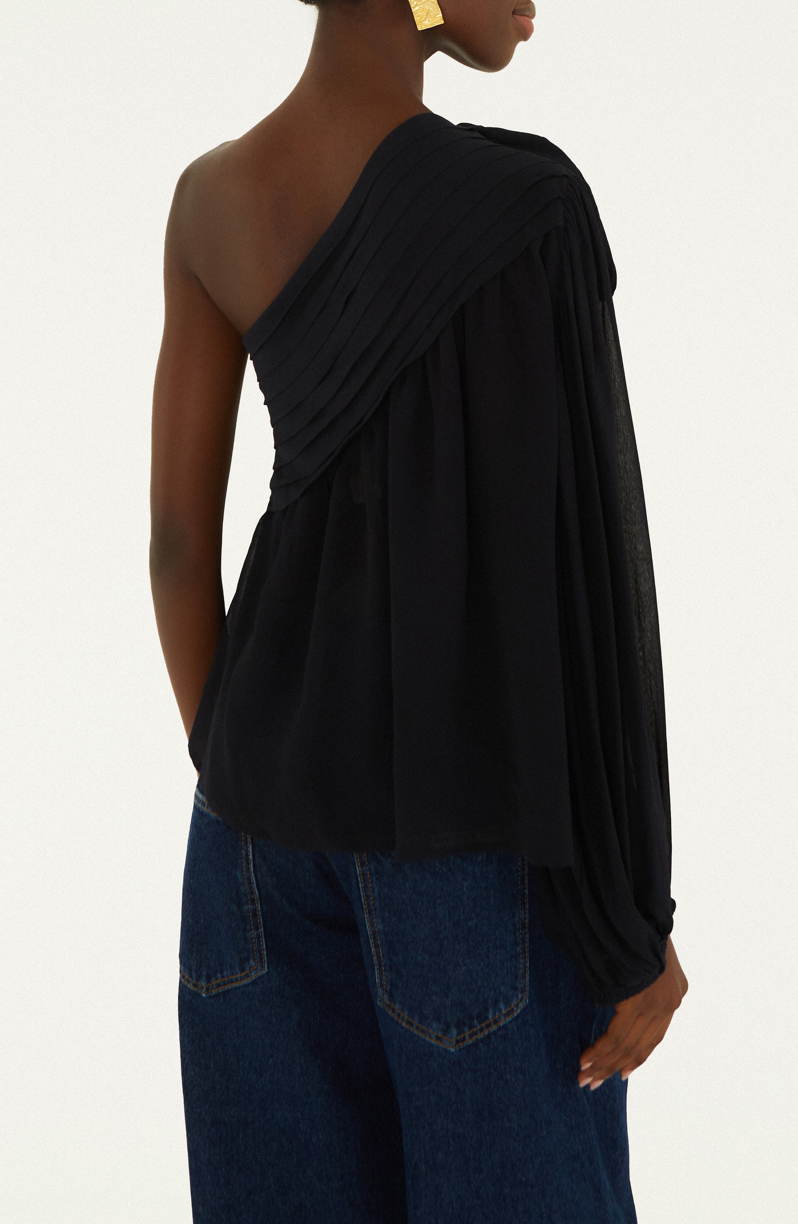 Black Rose One-Shoulder Top - image 2