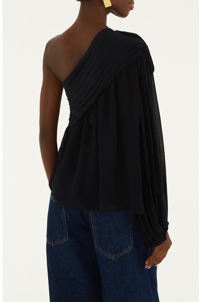 Black Rose One-Shoulder Top, Alternate, color, BLACK