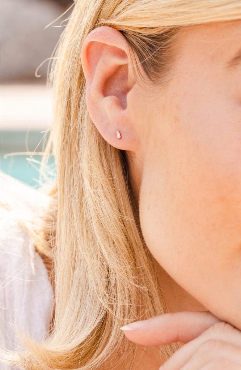 MADE BY MARY CZ Baguette Stud Earrings, Alternate, color, Gold Vermeil