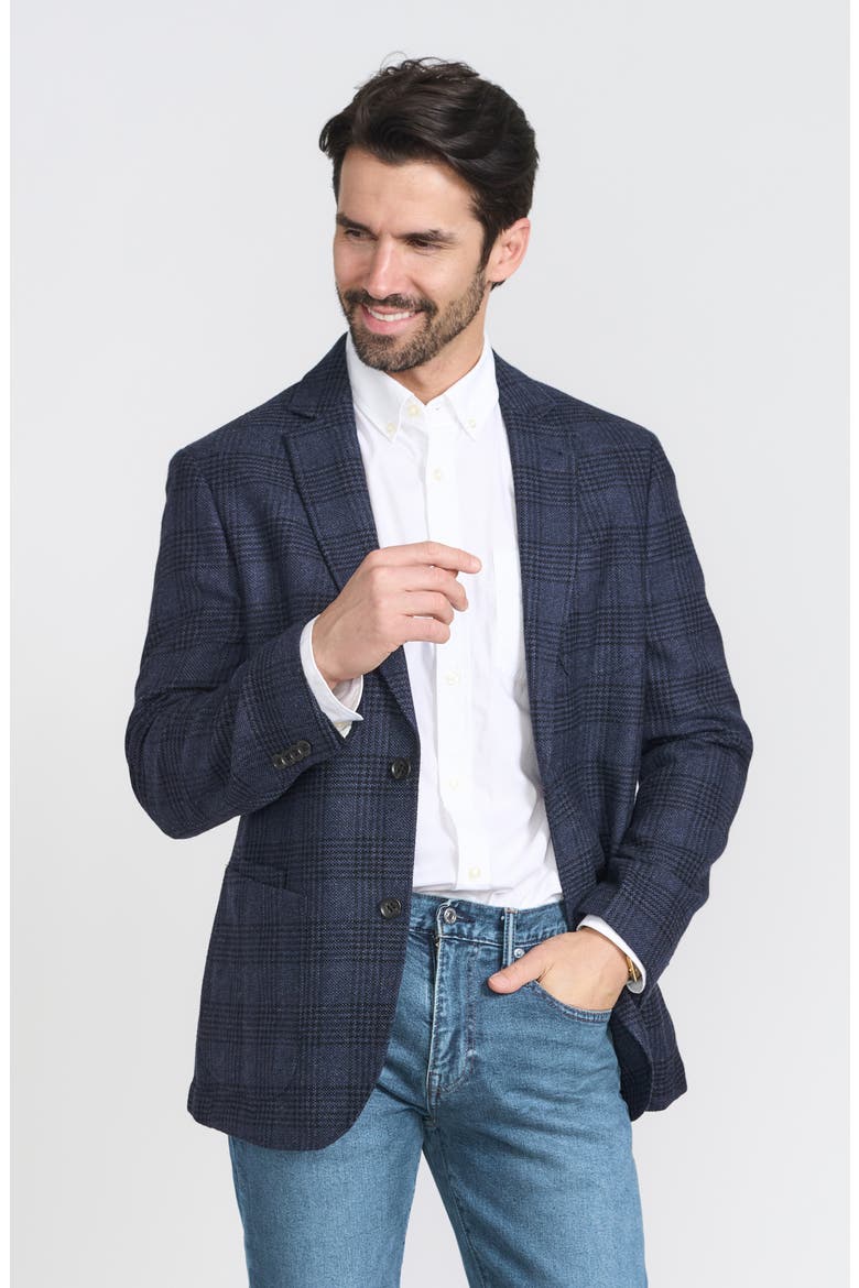Plaid Wool Blend Sport Coat, Alternate, color, BLUE