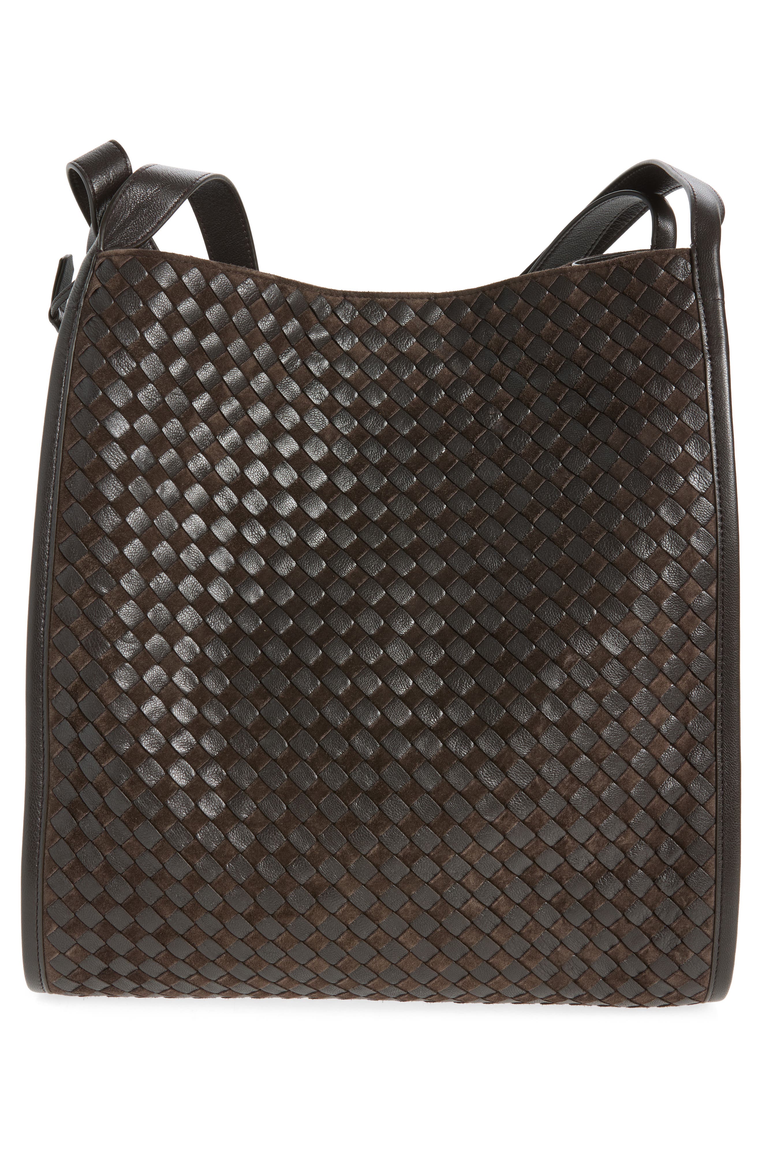 Intrecciato Leather Tote, Alternate, color, 2008 ESPRESSO/ SILVER