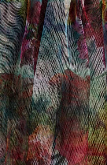 Floral Print Tiered Mesh Gown