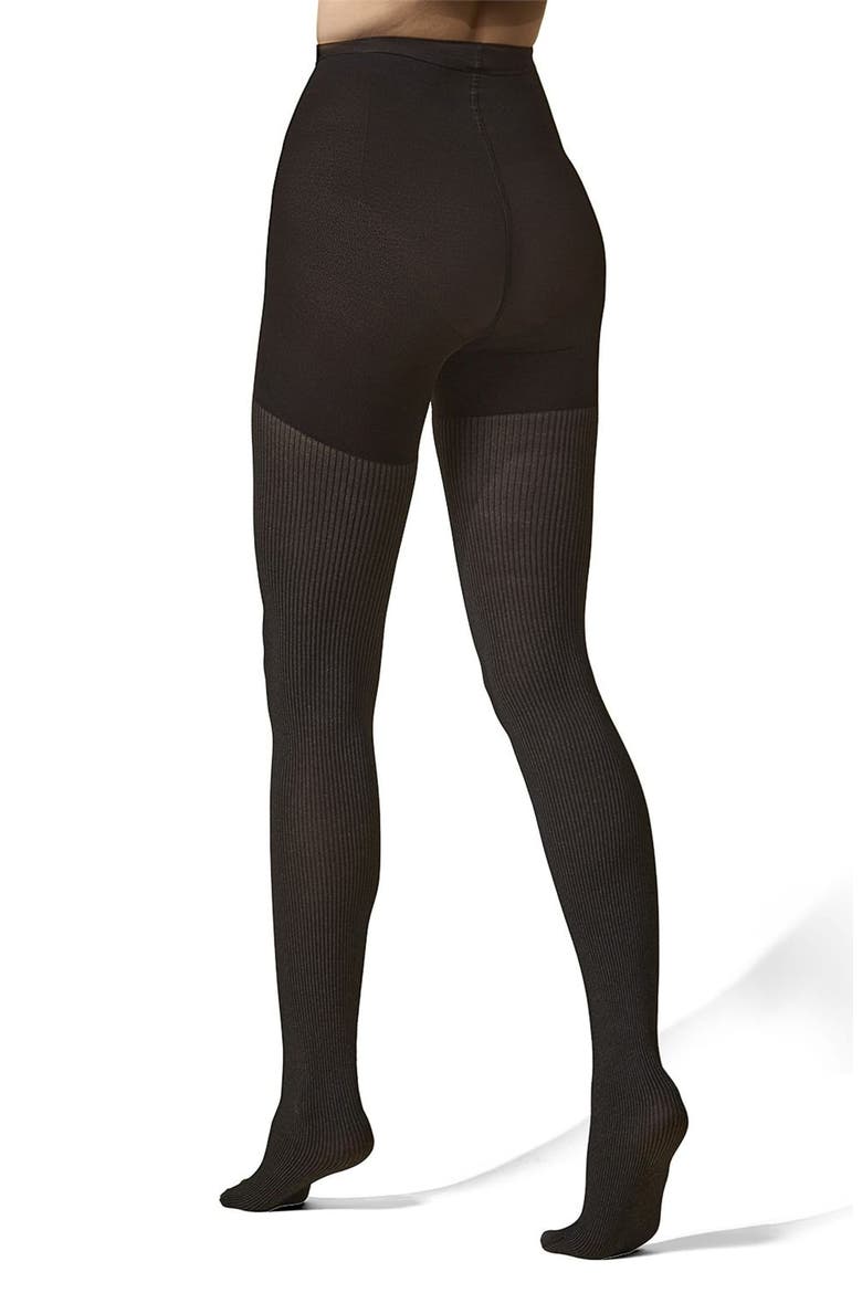 Pin Rib Shaper Tights, Alternate, color, BLACK