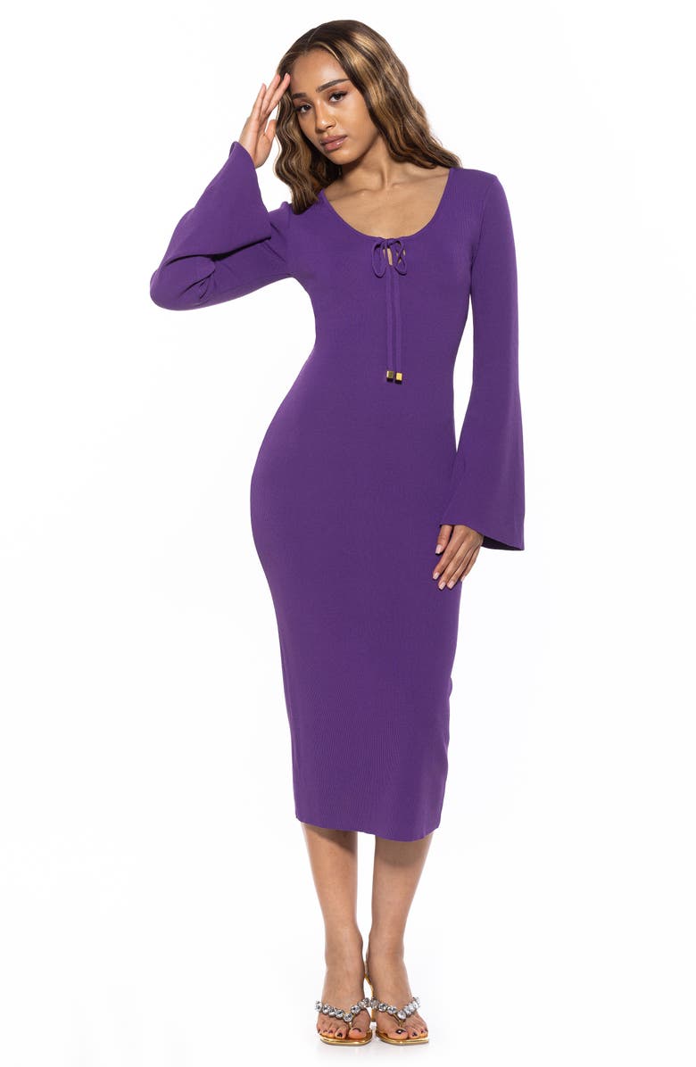 Alexia Admor Akari Tie Front Knit Midi Dress, Alternate, color, Plum