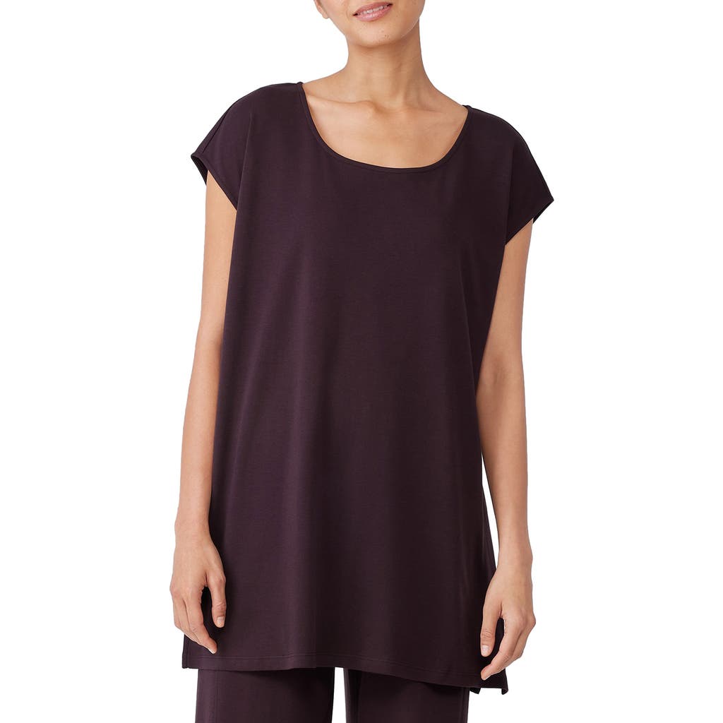 EILEEN FISHER SLEEP Scoop Neck Organic Cotton Tunic in Cassis