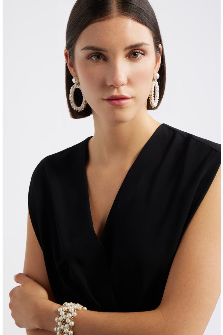 Faux Pearl & Rhinestone Drop Earrings, Alternate, color, WHITE- CLEAR- GOLD