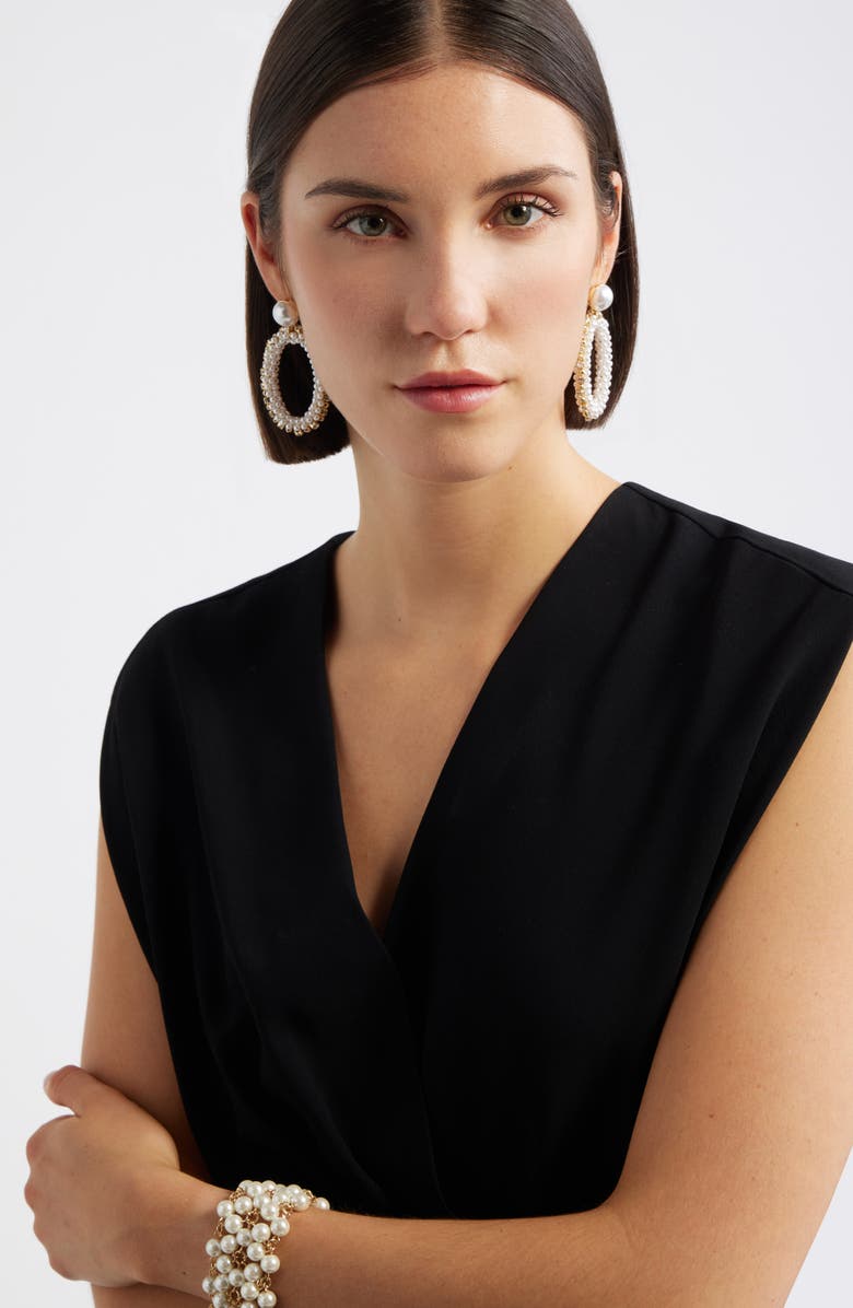 Nordstrom Faux Pearl & Rhinestone Drop Earrings, Alternate, color, White- Clear- Gold