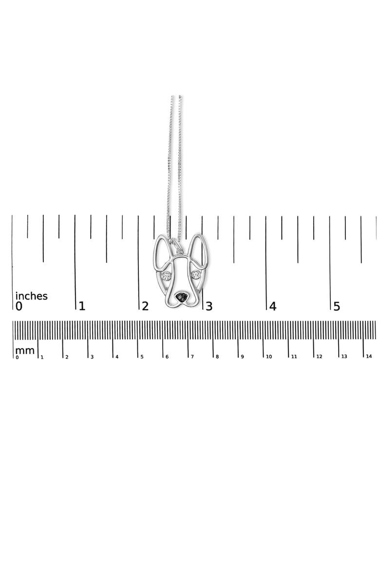 Silver Diamond Accent and Black Enamel French Bullldog Pendant Necklace inch, Alternate, color, Silver