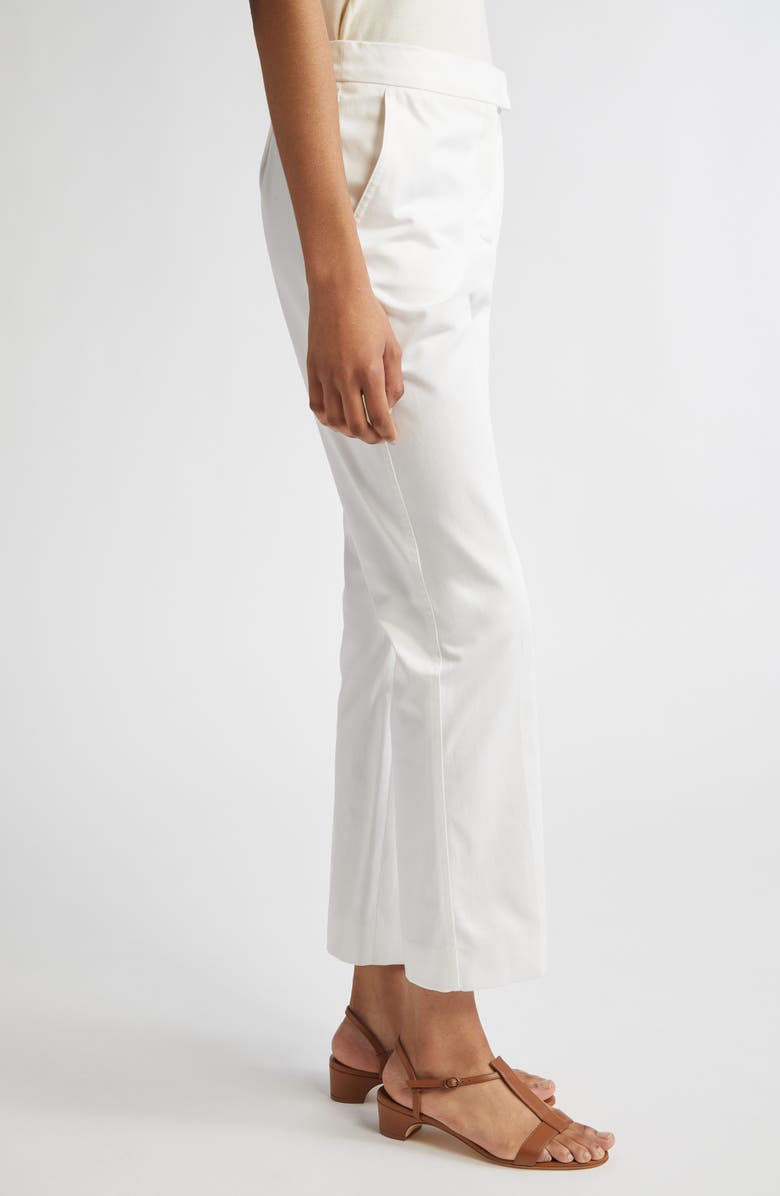 Max Mara Okra Stretch Cotton Ankle Pants, Alternate, color, White