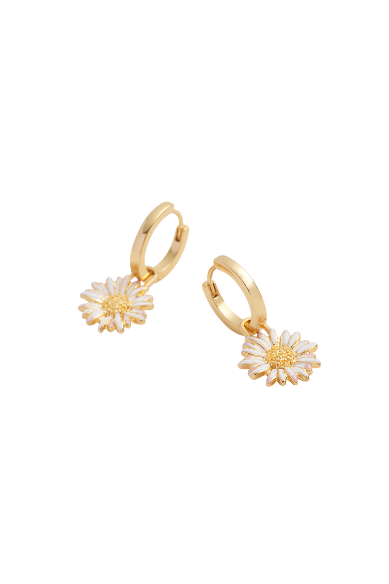 Daisy Huggie Earrings, Alternate, color, Gold