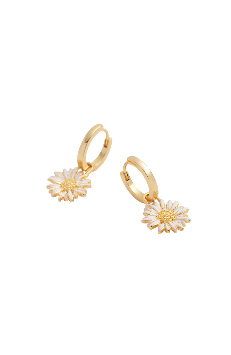 Fable England Daisy Huggie Earrings, Alternate, color, Gold