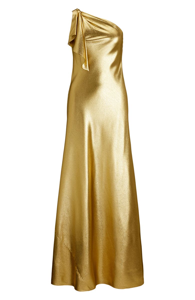 Lauren Ralph Lauren Elzira Hammered Satin Gown, Alternate, color, Metallic Gold Foil