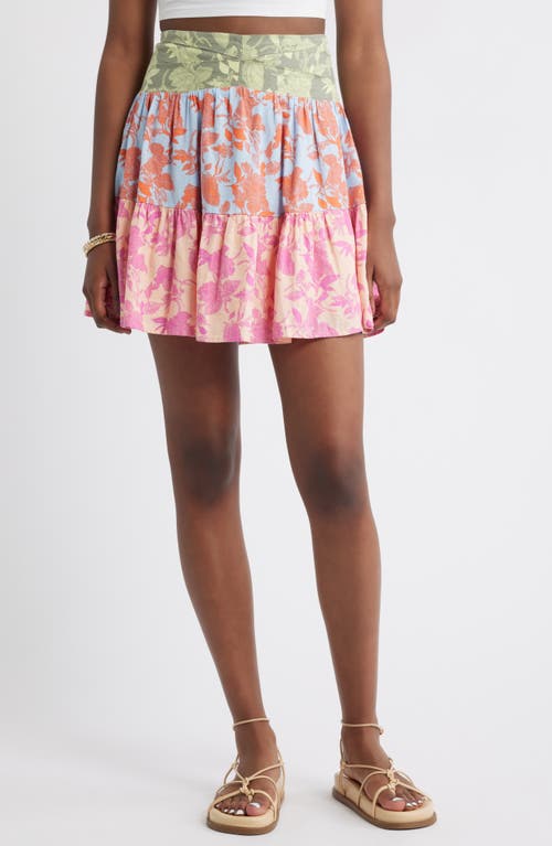 Treasure & Bond Tiered Linen Blend Miniskirt In Pink