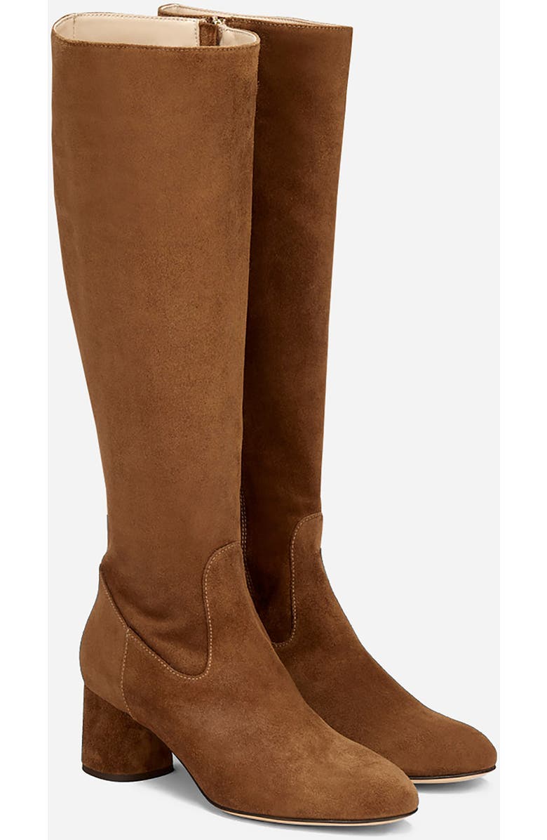 AGL Lorette Water Resistant Velour Boot with Heel, Alternate, color, Cognac