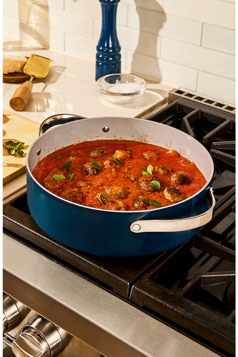 Nonstick Ceramic Rondeau Pan & Lid, Alternate, color, NAVY