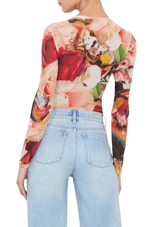 Alice And Olivia X Kelly Dabbah Delaina Mesh Long-sleeve Top In Thrive
