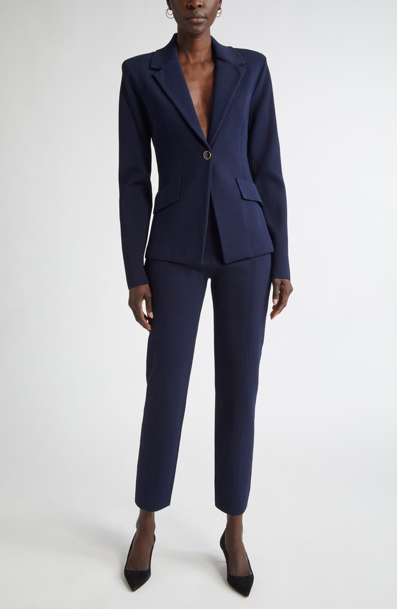 ST. JOHN Quincy Knit Ankle Pants, Alternate, color, Navy