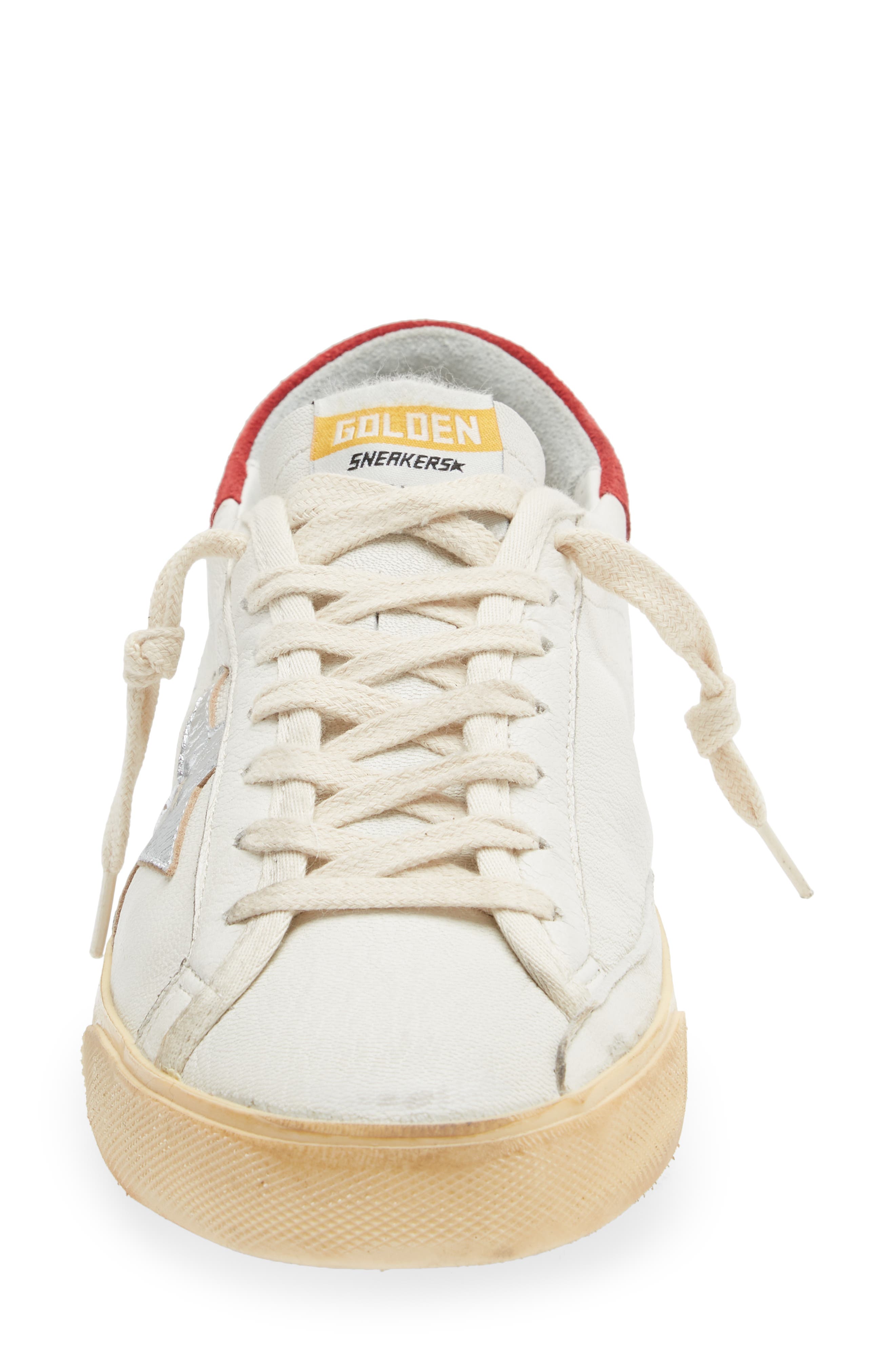 Super-Star Low Top Sneaker, Alternate, color, WHITE/ SILVER/ RED