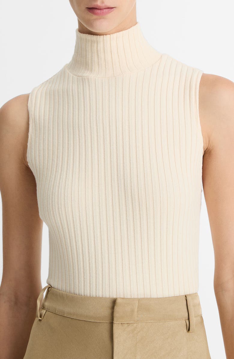 Vince Sleeveless Rib Top, Alternate, color, Chalk