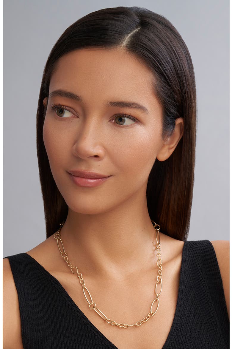 Signature Caviar Link Necklace, Alternate, color, GOLD