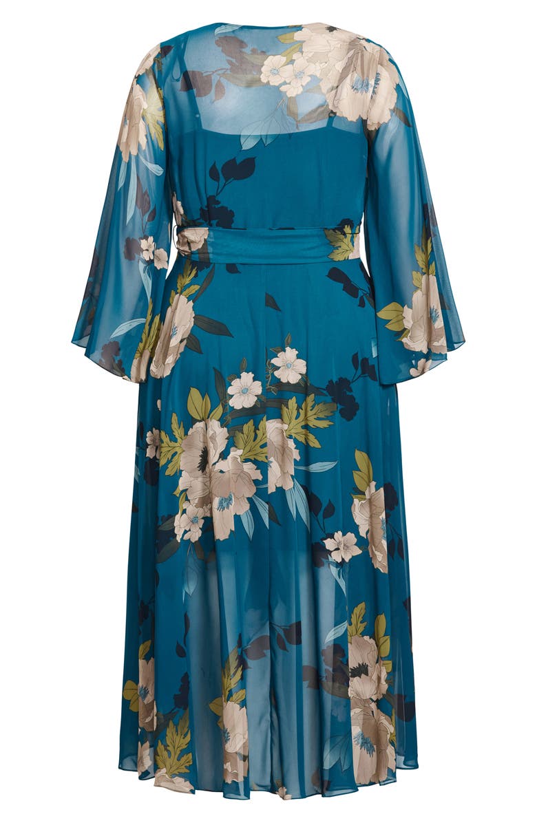 City Chic Eleanor Floral Long Sleeve Maxi Wrap Dress, Alternate, color,