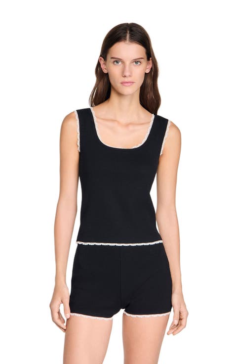 Beaded Embroidered Cotton Vest Top