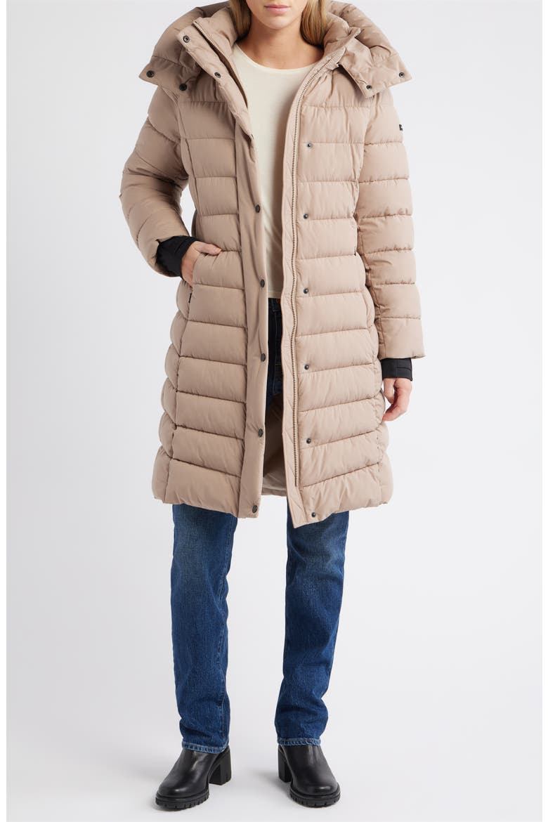 Water Resistant Hooded Puffer Jacket, Main, color, LATTE
