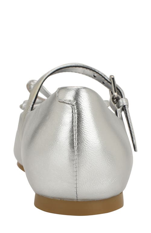 Guess Kayra Mary Jane Flat In Metallic Silver
