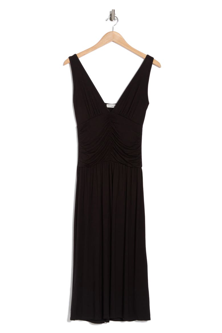 Ruched Midi Dress, Alternate, color, BLACK