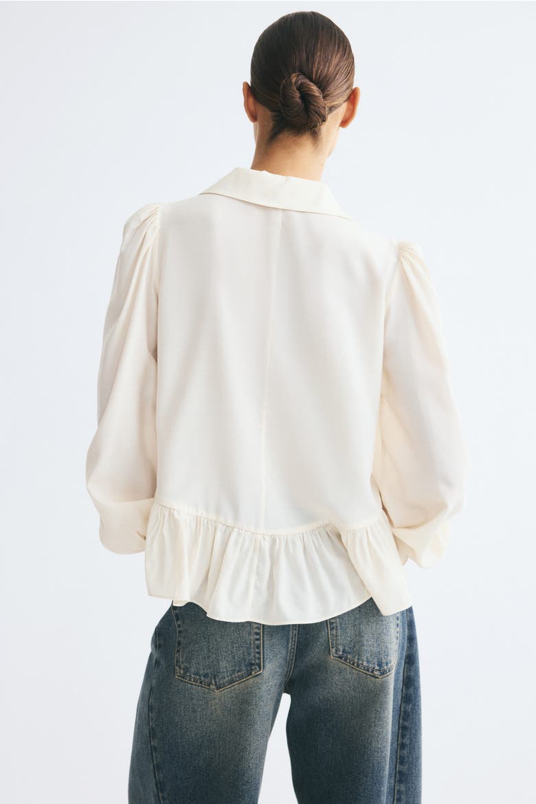 Peplum Blouse With Shawl Collar, Alternate, color, Light beige