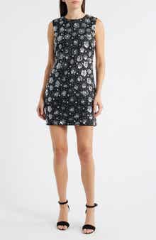 Sam Edelman Ivette Sequin Flower Sleeveless Sheath Minidress