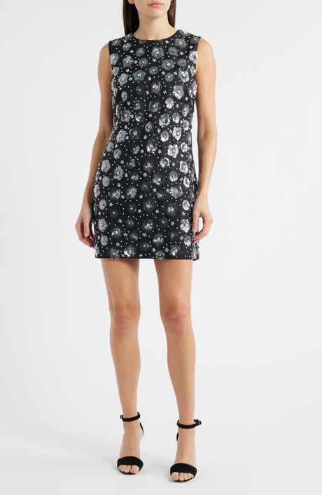 Sam Edelman Ivette Sequin Flower Sleeveless Sheath Minidress