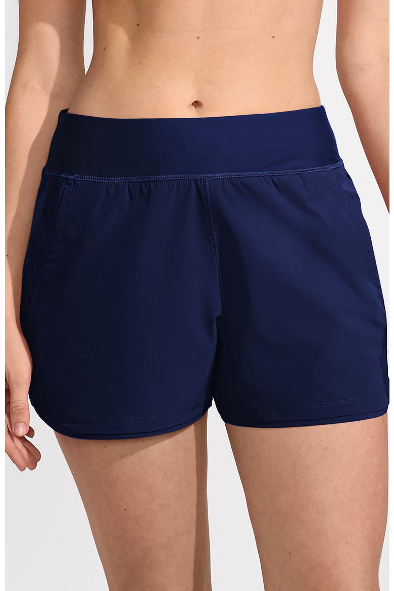 3" Quick Dry Elastic Waist Board Shorts Swim Cover-up Shorts with Panty, Main, color, Deep Sea Navy