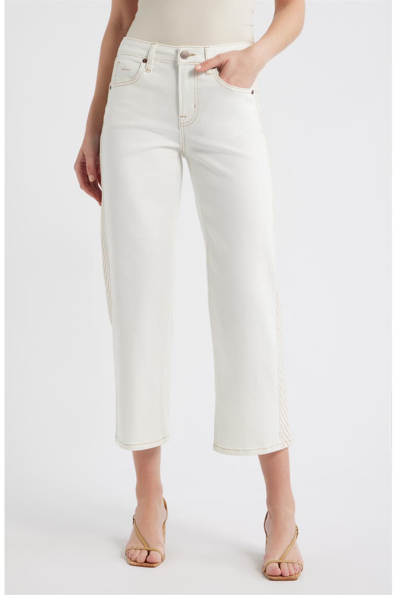 Embroidered Straight Leg Crop Jeans, Main, color, IVORY