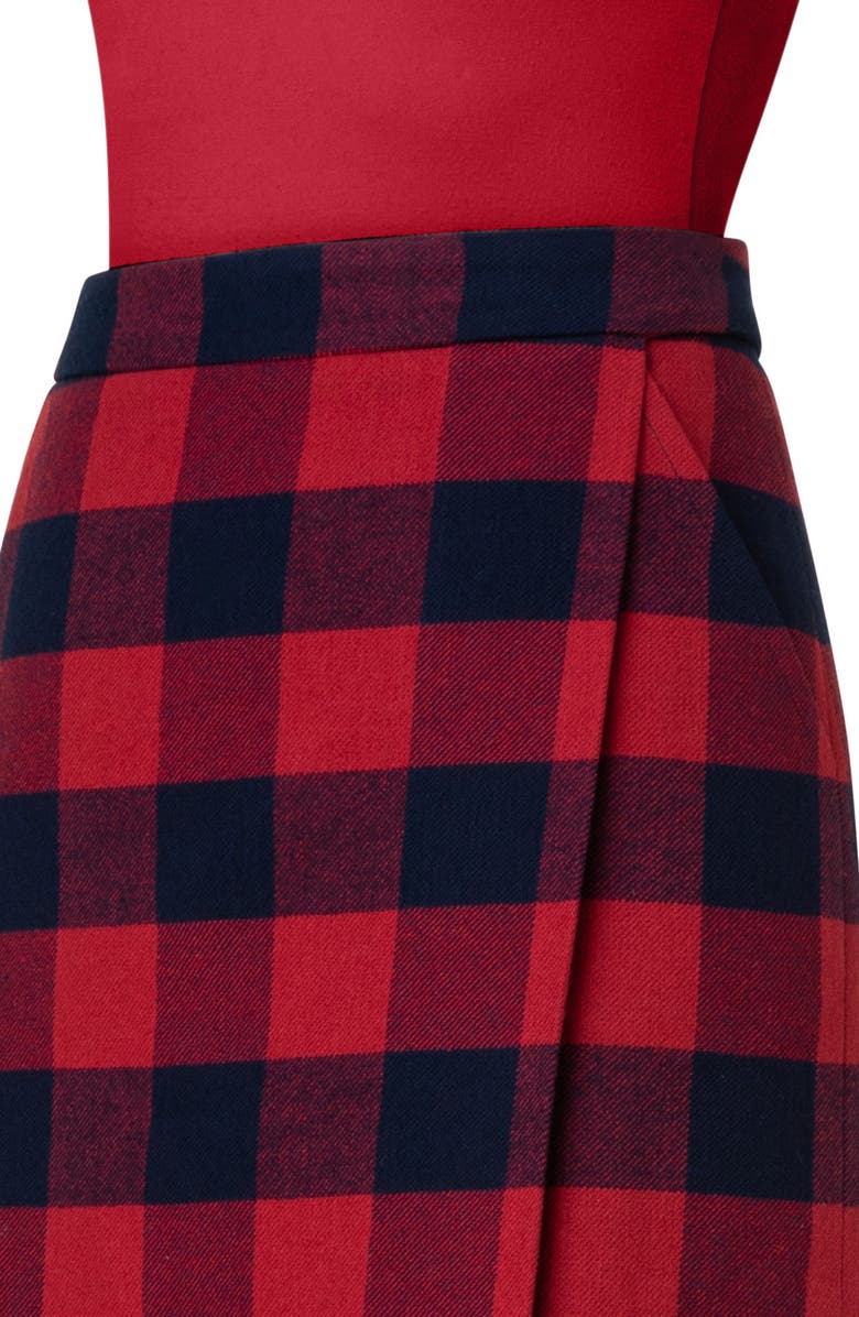 Akris punto Buffalo Plaid Wool & Cotton Wrap Skirt, Alternate, color, 