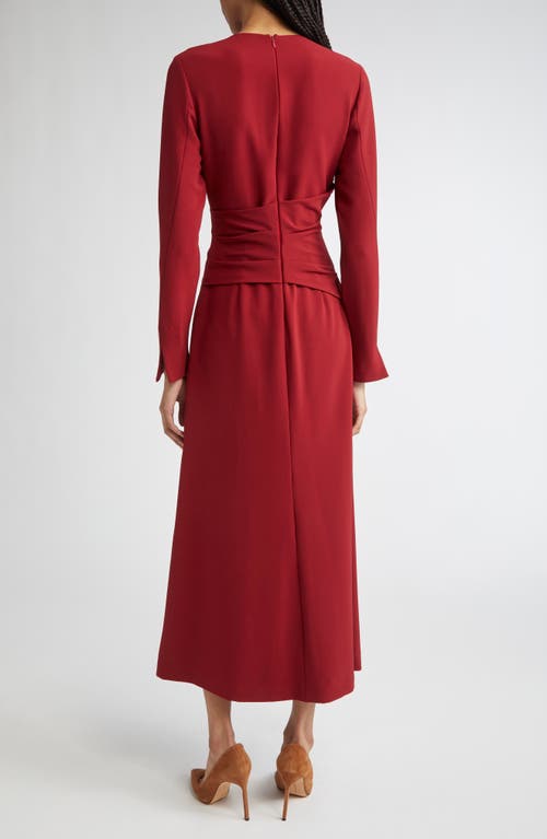 Lela Rose Floral Embroidered Long Sleeve Knit Dress In Burgundy