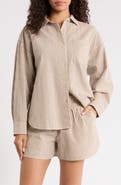 Marine Layer Gracey Stripe Oversize Cotton & Kapok Seersucker Button-Up Shirt