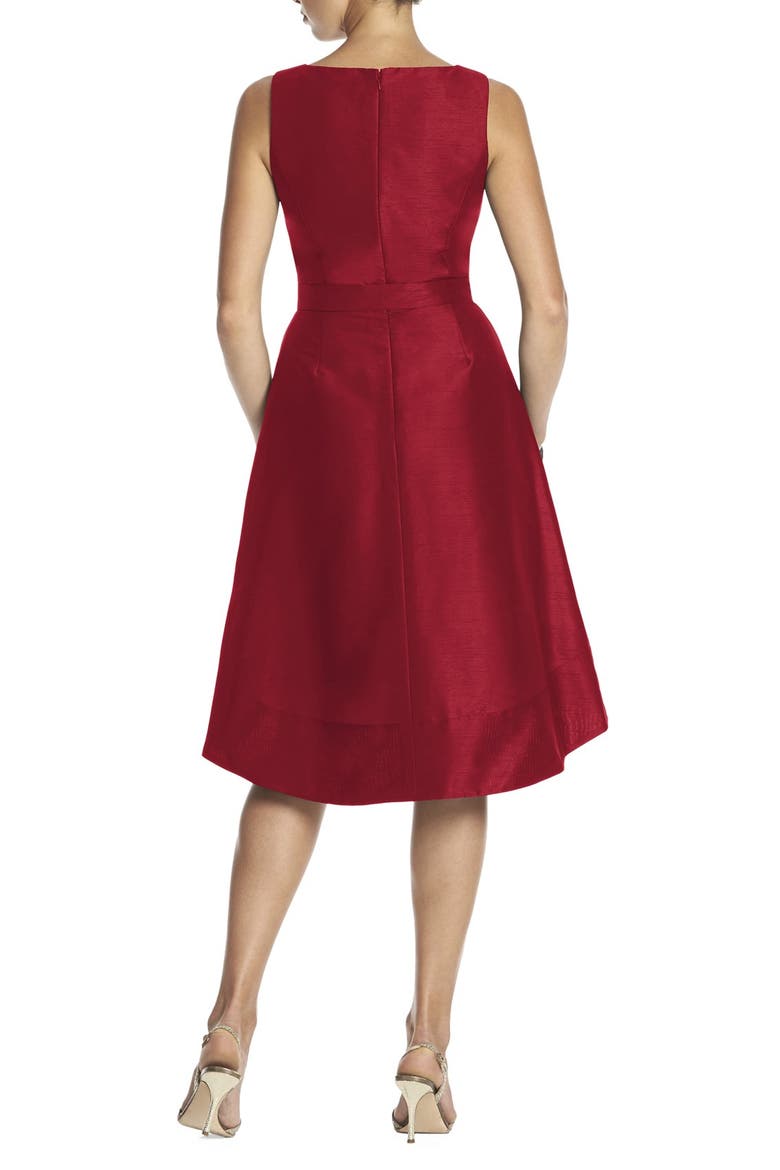 Satin High/Low Fit & Flare Dress, Alternate, color, BARCELONA