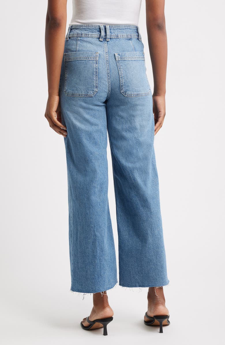 MANGO Catherin Raw Hem High Waist Culotte Jeans, Alternate, color, Medium Blue