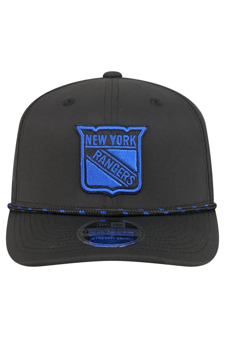 Men's New Era  Black New York Rangers Sport Vented 9SEVENTY Rope Adjustable Hat, Alternate, color, Black
