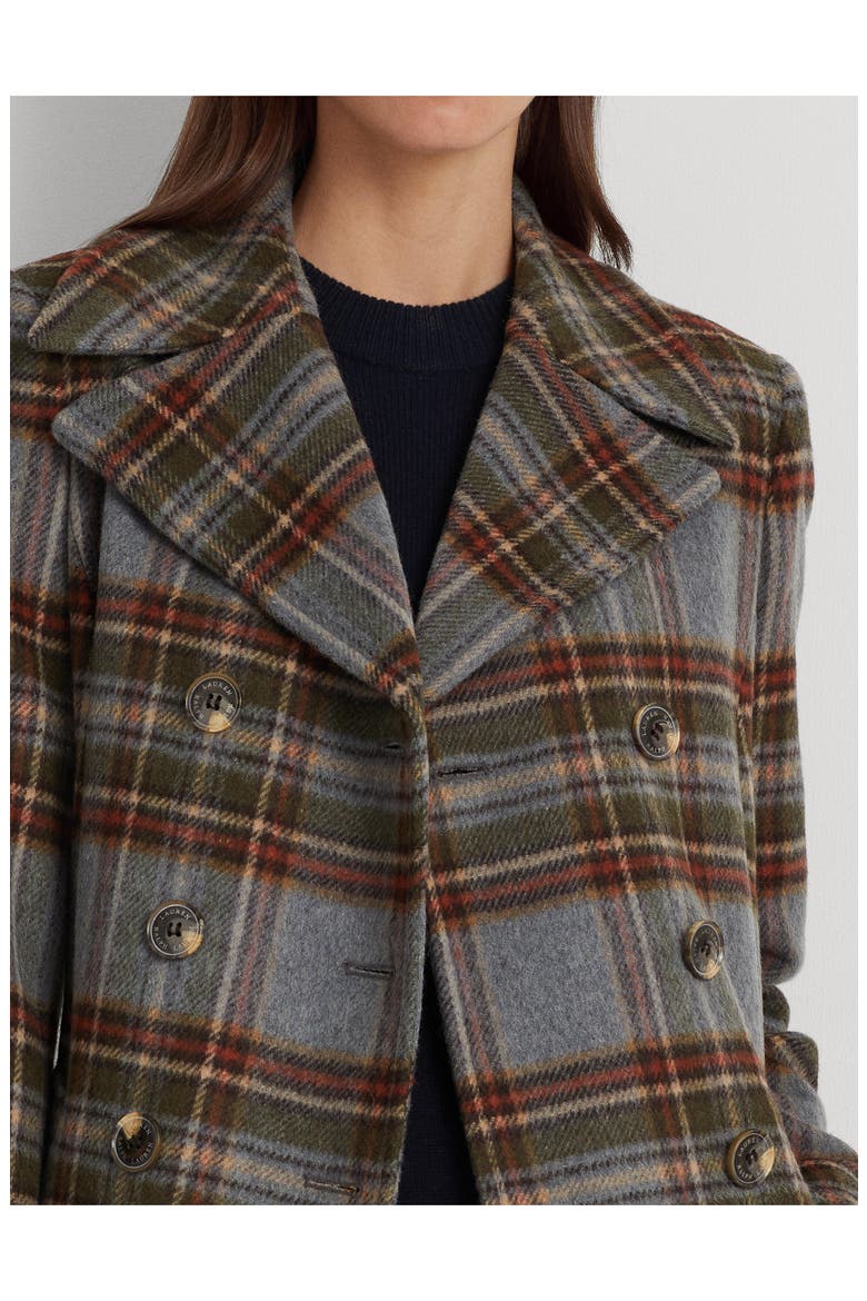 Double Breasted Plaid Coat, Alternate, color, HIGHLAND