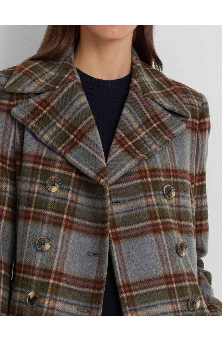 Lauren Ralph Lauren Double Breasted Plaid Coat, Alternate, color, 
